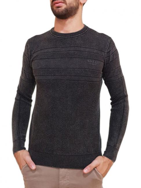 GUESS OZZY WASH STICH STRIPES Crewneck sweater jetbla - Men's Sweaters