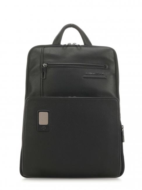 PIQUADRO AKRON Laptop backpack 14 ", in leather Black - Laptop backpacks