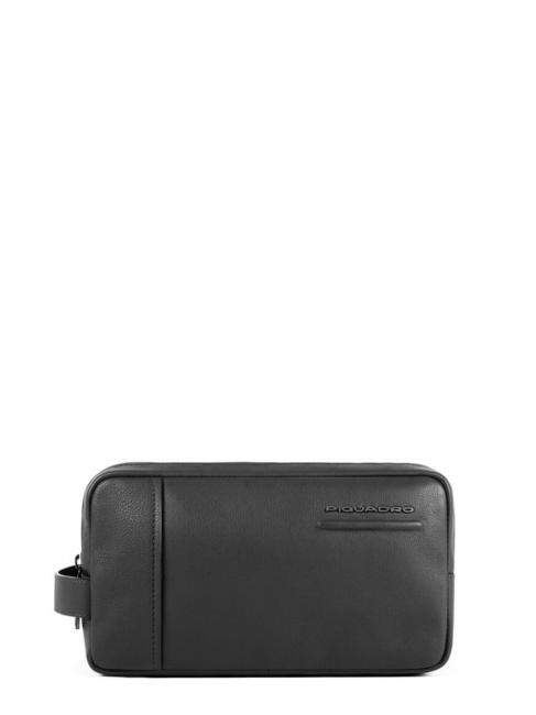PIQUADRO AKRON  Leather travel bag Black - Beauty Case