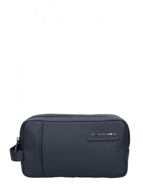 PIQUADRO AKRON  Leather travel bag blue - Beauty Case