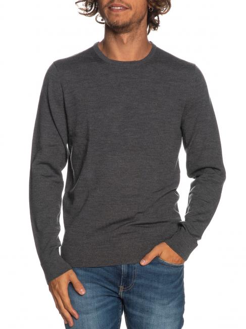CALVIN KLEIN SUPERIOR WOOL Round neck wool sweater darkgreyheather - Men's Sweaters