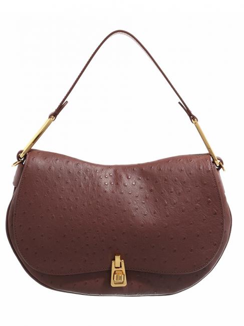 COCCINELLE MAGIE OSTRICH Shoulder bag, with shoulder strap, in leather carob - Women’s Bags