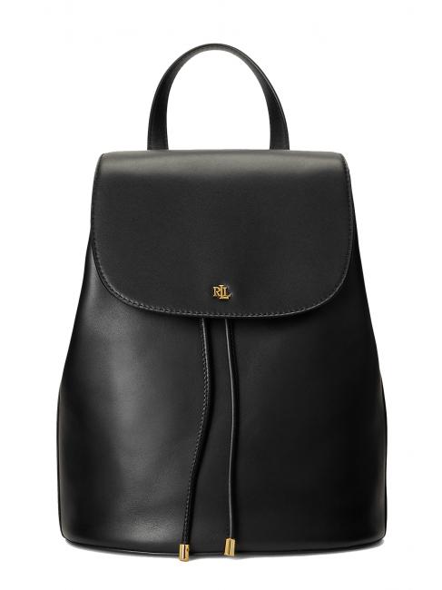 RALPH LAUREN WINNY Medium leather backpack BLACK - Women’s Bags