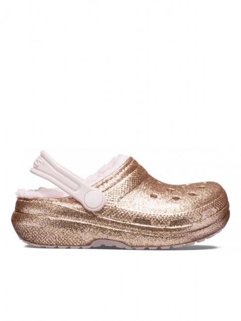 CROCS CLASSIC LINED GLITTER CLOG TODDLER Padded sabot gold / barely pink - Baby Shoes