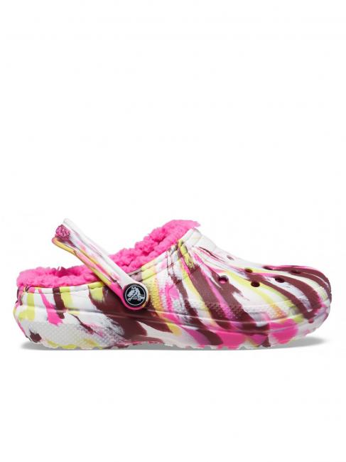 CROCS CLASSIC LINED MARBLED GLOG TODDLER Padded sabot electric pink / multi - Baby Shoes