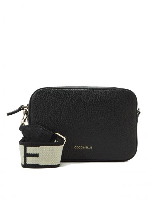COCCINELLE TEBE Shoulder bag in textured leather Black - Women’s Bags