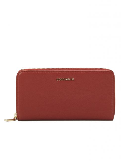 COCCINELLE METALLIC SOFT Wallet in textured leather Maple - Women’s Wallets