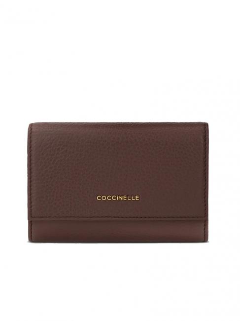 COCCINELLE METALLIC SOFT Hammered leather bifold wallet carob - Women’s Wallets