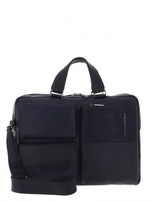 PIQUADRO RONNIE 15.6 "laptop briefcase, in leather blue - Work Briefcases