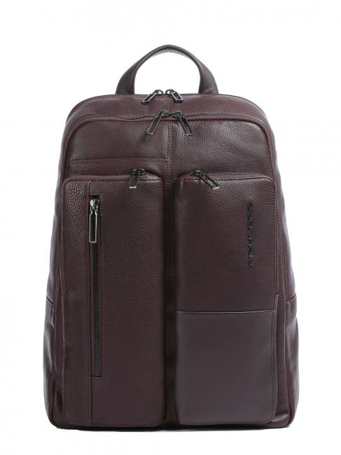 PIQUADRO RONNIE Laptop backpack 14 ", in leather BROWN - Laptop backpacks