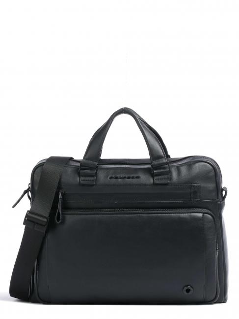 PIQUADRO W117 Leather briefcase for PC 14 " Black - Work Briefcases
