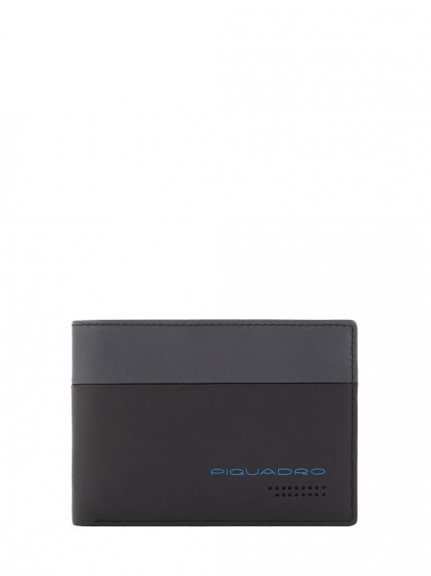 PIQUADRO URBAN Wallet with flap, in leather black grigiongr - Men’s Wallets