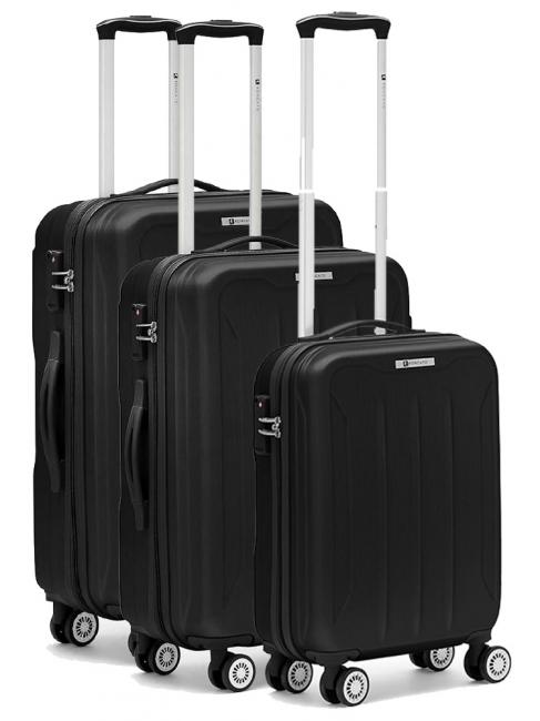 R RONCATO FLIGHT Set of 3 hand luggage trolleys, medium, large Black - Trolley Set