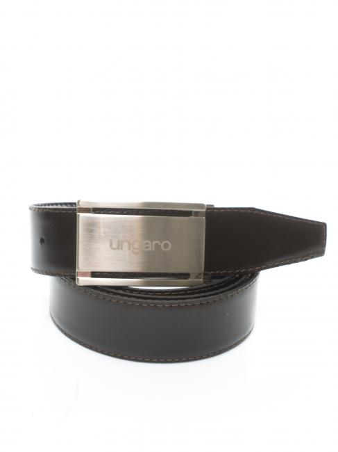 UNGARO Cintura doubleface in pelle con placca, can be shortened to measure black / dark brown - Belts