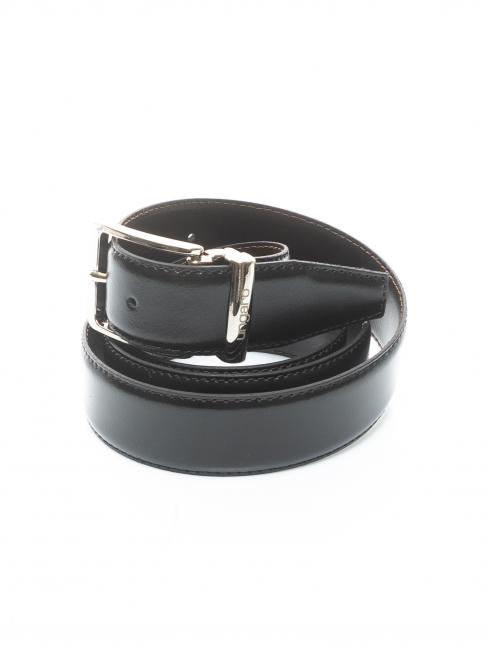 UNGARO Cintura doubleface in pelle passante metallo, can be shortened to measure black / dark brown - Belts