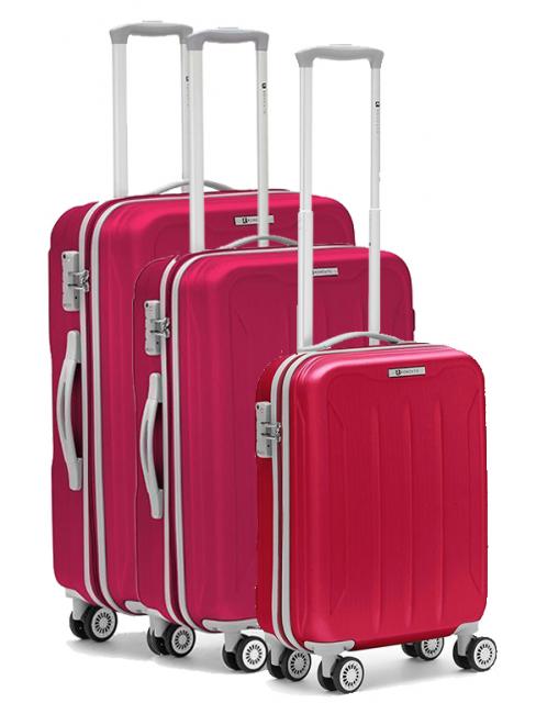R RONCATO FLIGHT Set of 3 hand luggage trolleys, medium, large raspberry - Trolley Set
