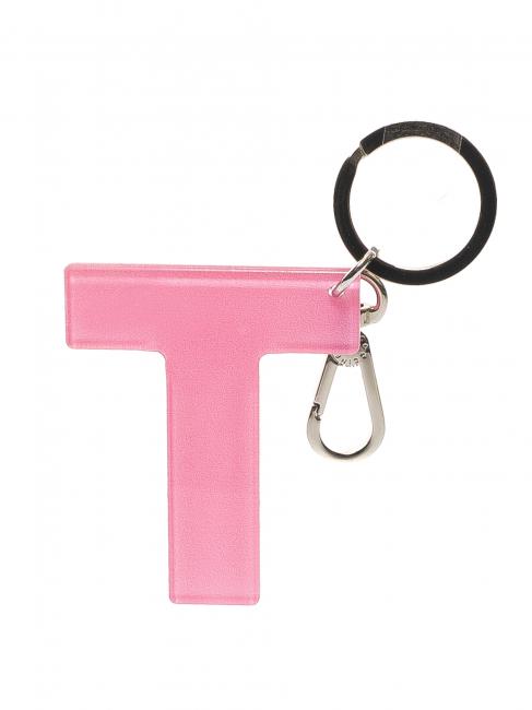 COCCINELLE LETTERA T Keychain in plexiglass and metal bubblegum - Key holders