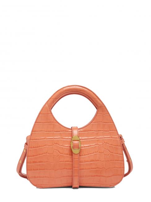 COCCINELLE COSIMA Croco Shiny Soft Handbag, with shoulder strap, in leather geranium - Women’s Bags