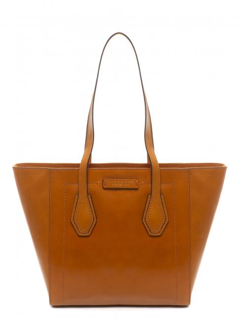 THE BRIDGE GIOVANNA Medium shopping bag in leather Cognac / Gold - Women’s Bags