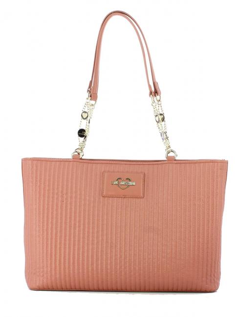 LOVE MOSCHINO Borsa shopping con catena charm  antique pink - Women’s Bags