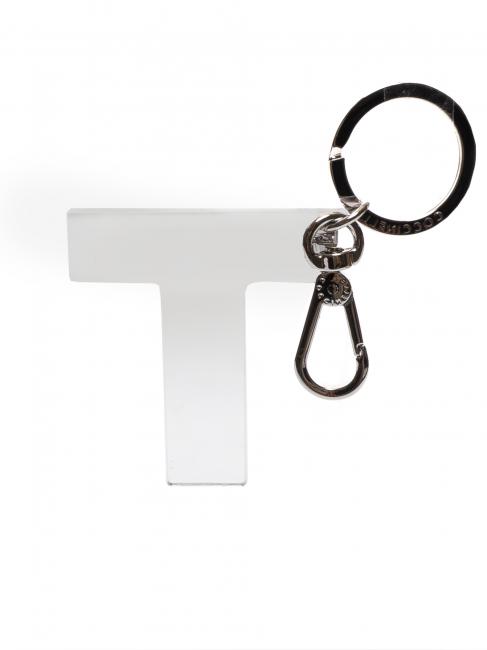 COCCINELLE LETTERA T Keychain in plexiglass and metal SILVER - Key holders
