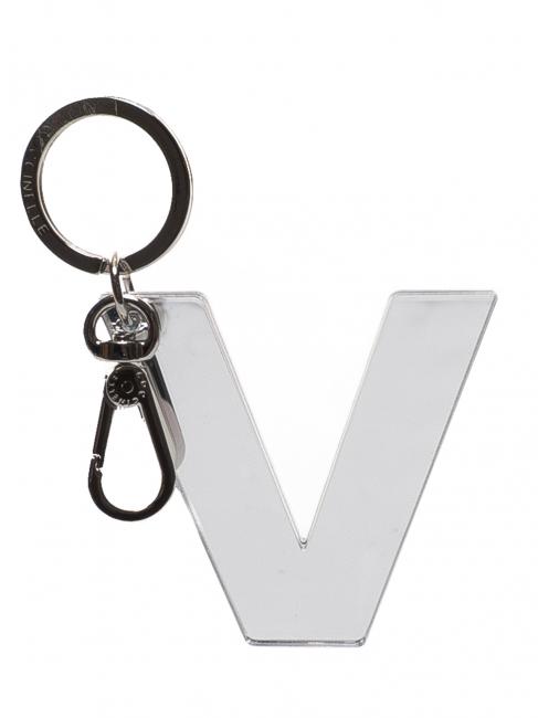 COCCINELLE LETTERA V Keychain in plexiglass and metal SILVER - Key holders