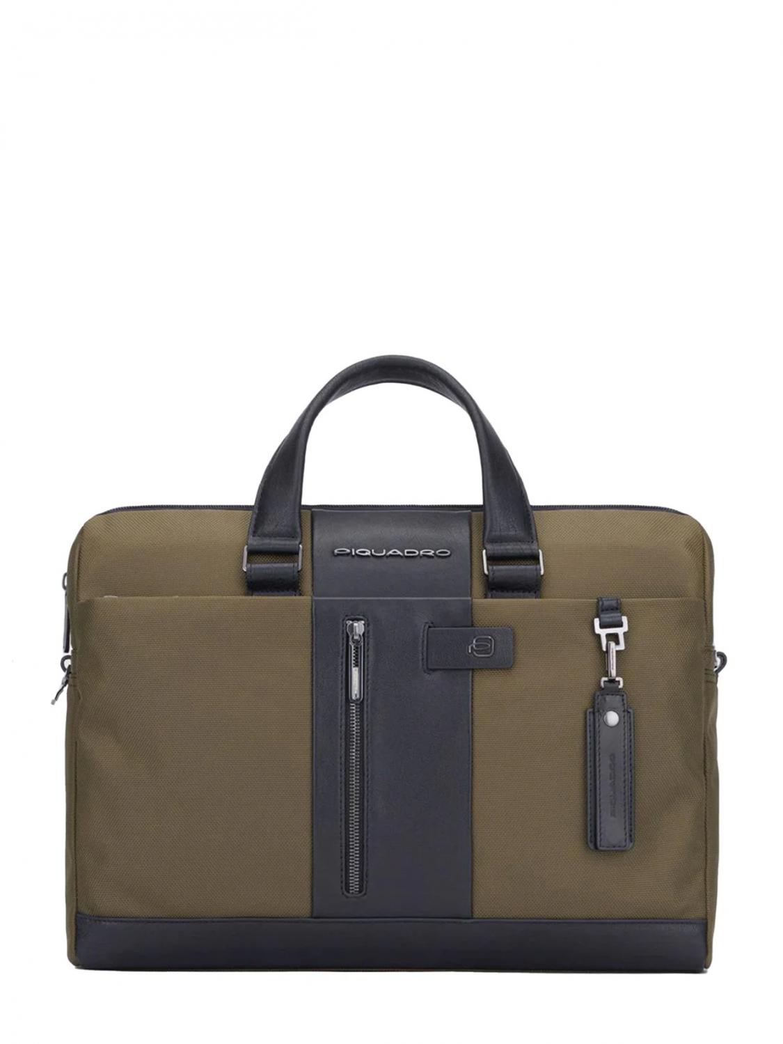 Piquadro Brief 2 15.6 Pc Briefcase Military Green / Black - Buy On Le Sac!