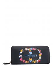 TWINSET Portafoglio Zip Around Floral logo - Women&rsquo;s Wallets