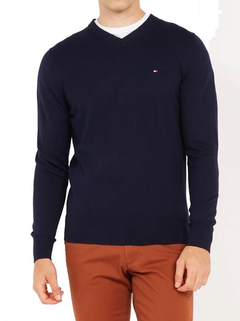 TOMMY HILFIGER PIMA V-neck sweater in cashmere blend desert sky - Men's Sweaters