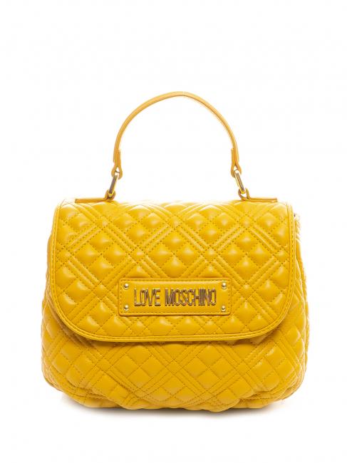 LOVE MOSCHINO QUILTED Handbag with flap and shoulder strap mustard - Women’s Bags