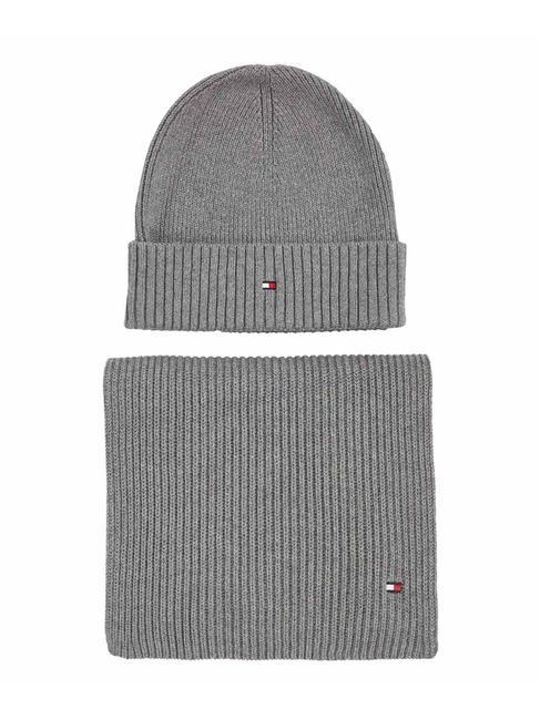 TOMMY HILFIGER ESSENTIAL GIFT SET Cotton scarf and beanie mid gray heather - Scarves