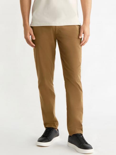 CALVIN KLEIN Sateen chino  Cotton trousers, slim fit chester brown - Trousers