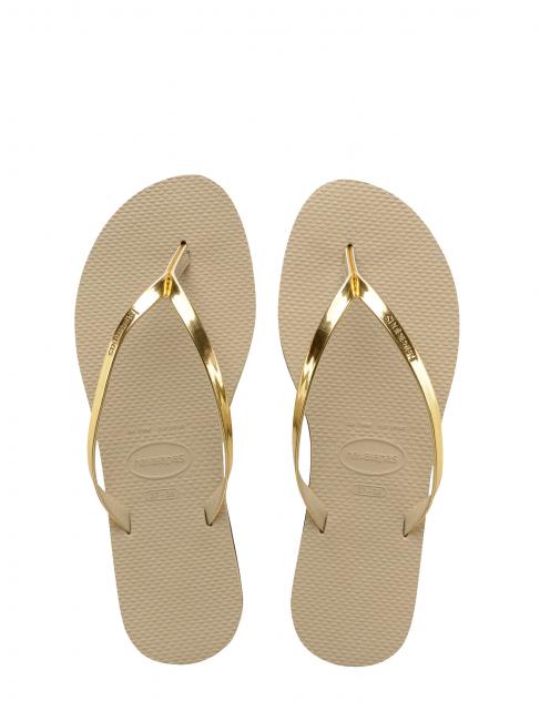 HAVAIANAS YOU METALLIC Rubber flip flops SAND GRAY / LIGHT GOLDEN - Women’s shoes