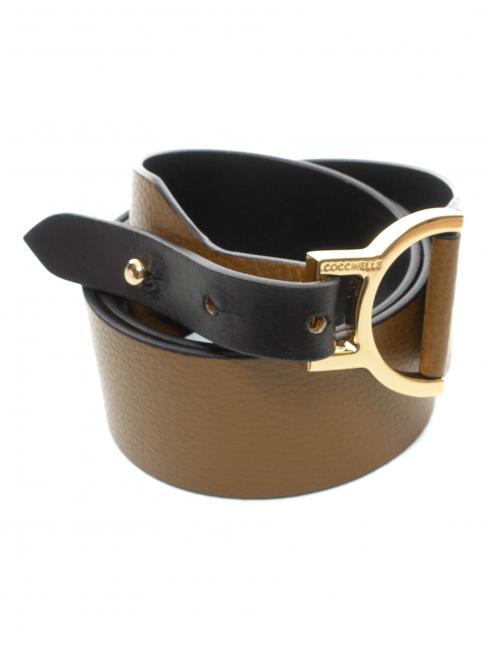 COCCINELLE ARLETTIS Hammered leather belt Tobacco - Belts