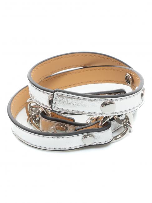COCCINELLE Cintura sottile in pelle laminata with metal chain SILVER - Belts