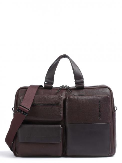 PIQUADRO RONNIE 15.6 "laptop briefcase, in leather BROWN - Work Briefcases