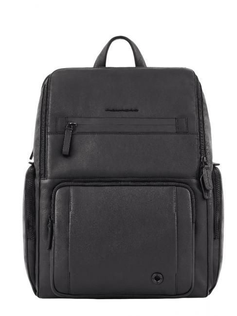 PIQUADRO CHARLIE 15.6" laptop backpack, in leather Black - Laptop backpacks