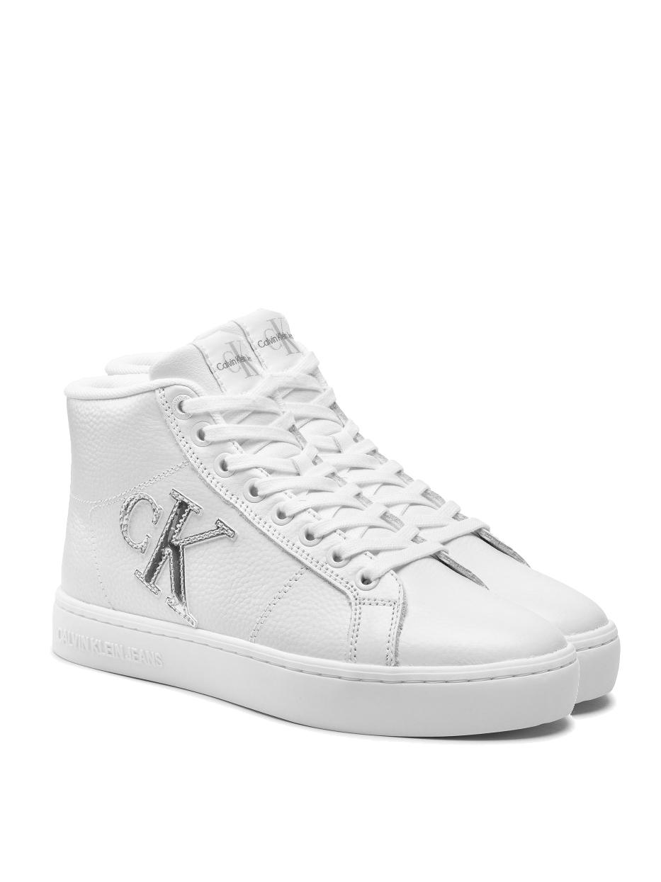Calvin Klein Classic Cupsole Lace Up Ankle Boot Sneakers White / Silver - Buy At Outlet Prices! Calvin Klein Classic Cupsole Lace Up Ankle Boot Sneakers White / Silver - Buy At Outlet Prices!