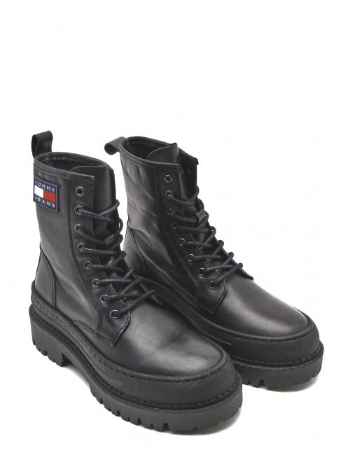 TOMMY HILFIGER TOMMY JEANS  Leather boots BLACK - Women’s shoes