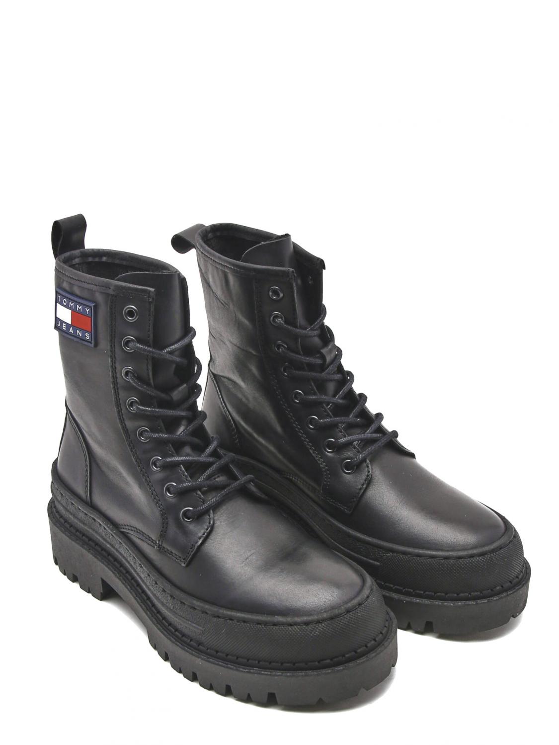 Tommy Hilfiger Tommy Jeans Leather Boots Black - Buy At Outlet Prices!