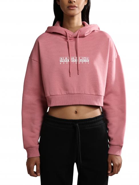 NAPAPIJRI B-BOX W CROP Short crew neck sweatshirt with hood pink lulu - Women's Sweatshirts