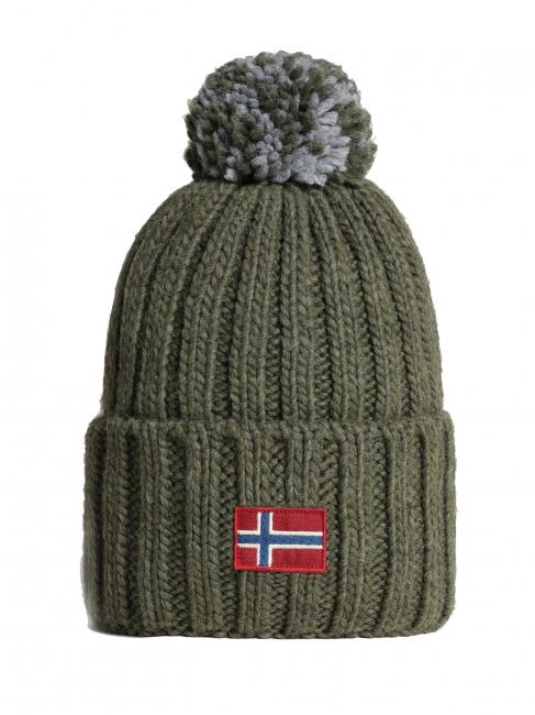 NAPAPIJRI SEMIURY W 3 Cap with cuff and pom pom green lichen - Hats