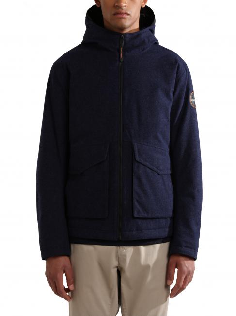 NAPAPIJRI A-SAMI Wool blend jacket with hood blu marine - Men's Jackets