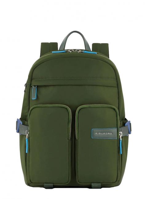 PIQUADRO PQ-RY Backpack in recycled fabric, 14 "PC holder GREEN - Laptop backpacks
