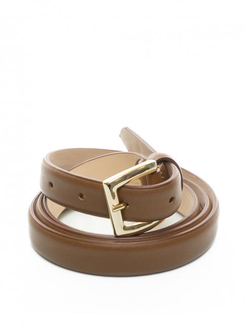 LESAC Cintura sottile in pelle liscia  Brown - Belts