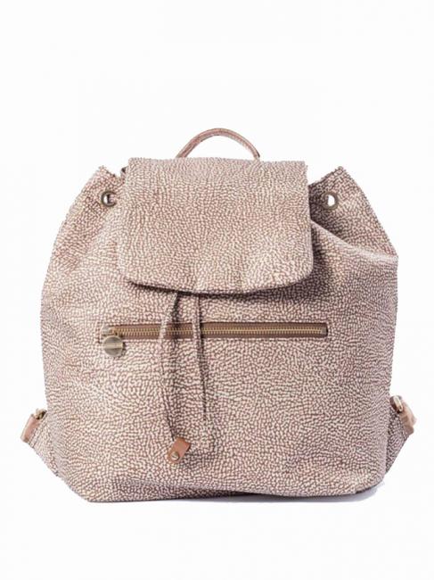 BORBONESE MEDIUM ECO LINE Medium backpack in fabric Beiger sea - Women’s Bags
