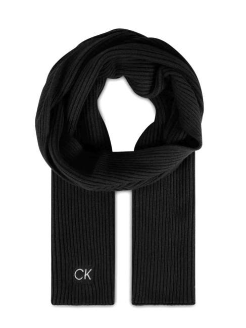 CALVIN KLEIN CLASSIC RIBBON Ribbed cotton scarf ckblack - Scarves
