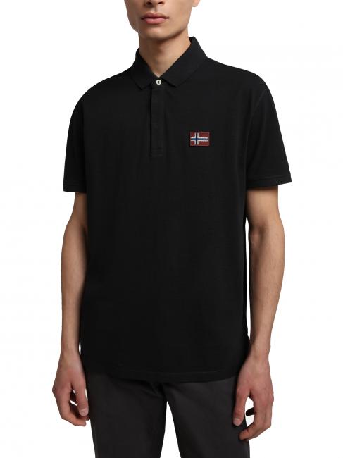 NAPAPIJRI EBEA 1 Light piquet polo shirt with cotton flag black 041 - Polo shirt