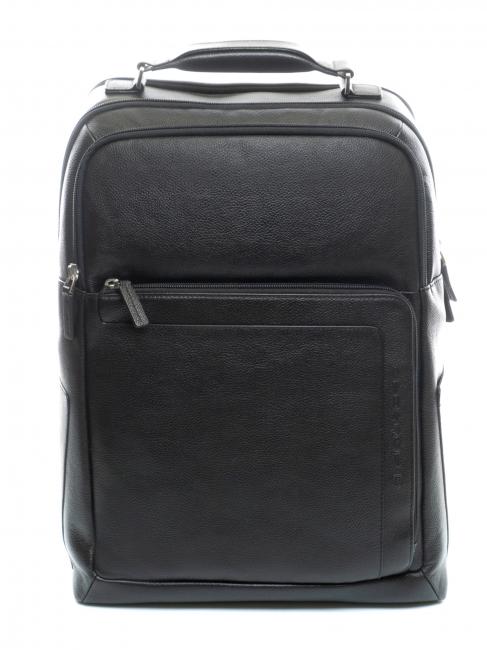 PIQUADRO X1 Leather backpack, 15.6" pc holder Black - Laptop backpacks