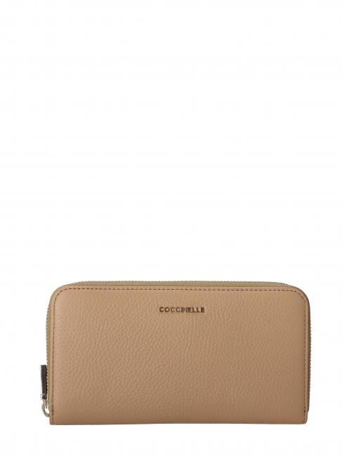 COCCINELLE METALLIC SOFT Wallet in textured leather toasted - Women’s Wallets